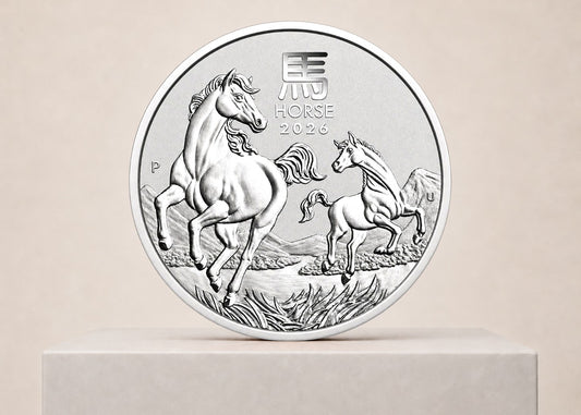 Lunar III Horse 2026 2 oz sølvmønt – fjernlager