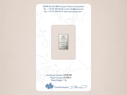 PAMP Lady Fortuna 1 g platinbarre – fjernlager