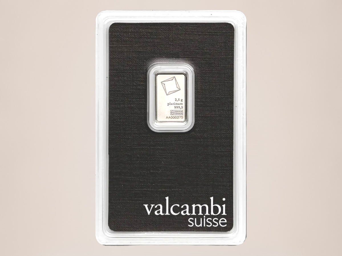 Valcambi 2,5 g platinbarre – fjernlager