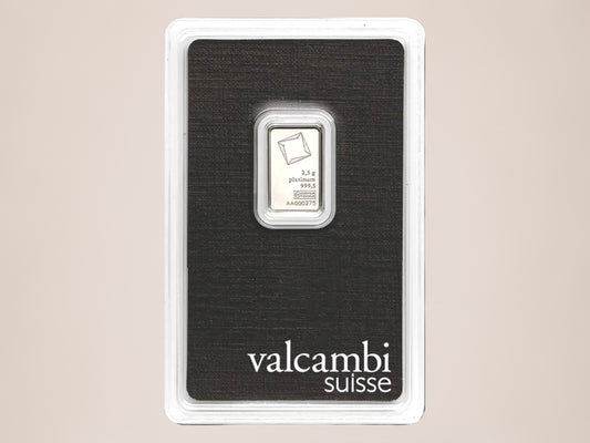 Valcambi 2,5 g platinbarre – fjernlager