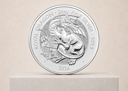Tudor Beasts Royal Dragon 2026 2 oz sølvmønt – fjernlager
