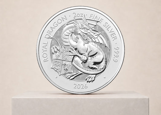 Tudor Beasts Royal Dragon 2026 2 oz sølvmønt – fjernlager
