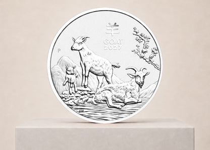 Lunar III Goat 2027 1 oz sølvmønt – fjernlager