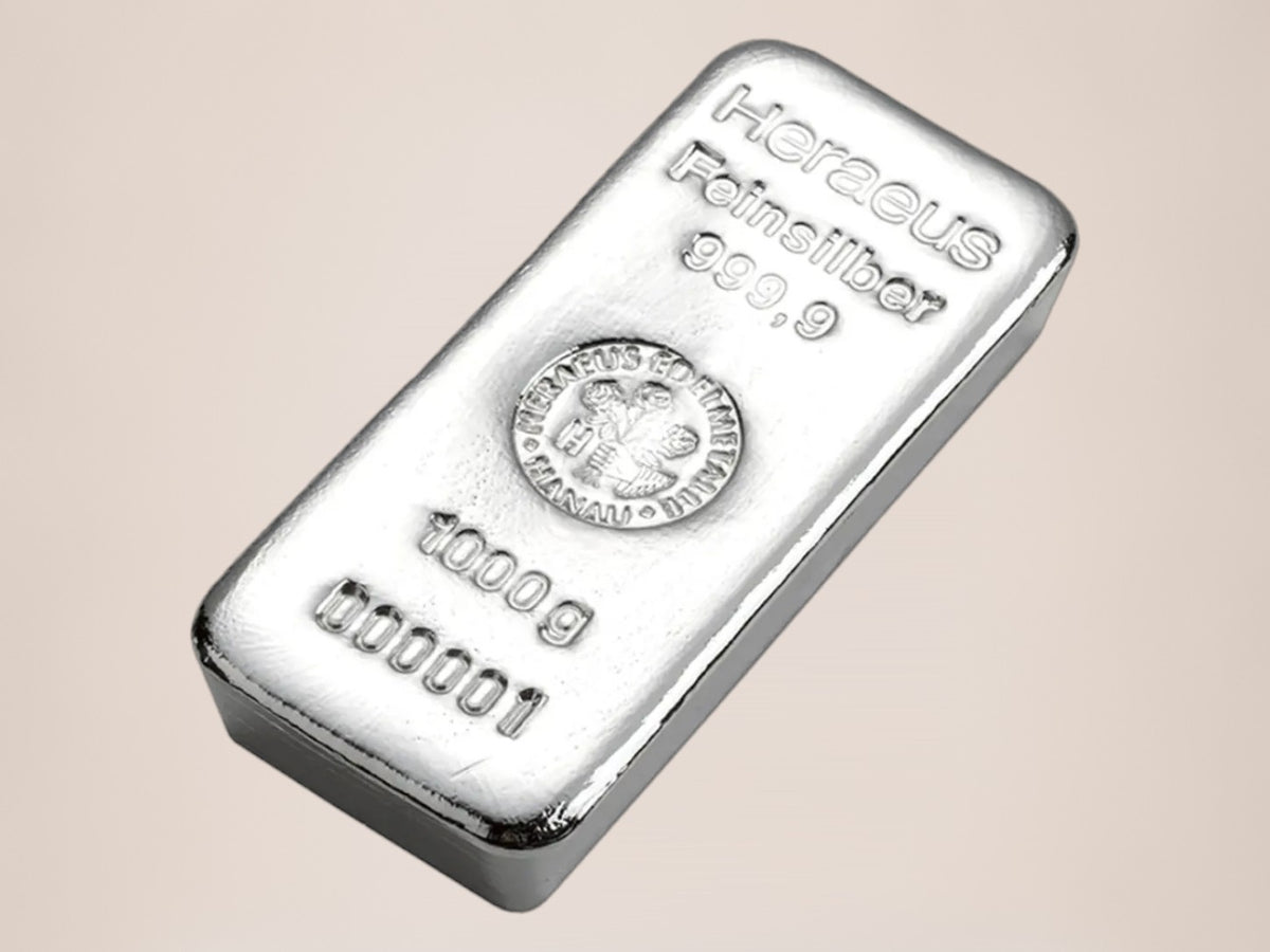 Heraeus 1 kg sølvbarre – fjernlager