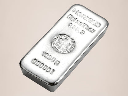 Heraeus 1 kg sølvbarre – fjernlager