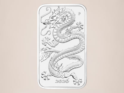 Perth Mint Rectangular Dragon 2026 1 oz sølvmønt
