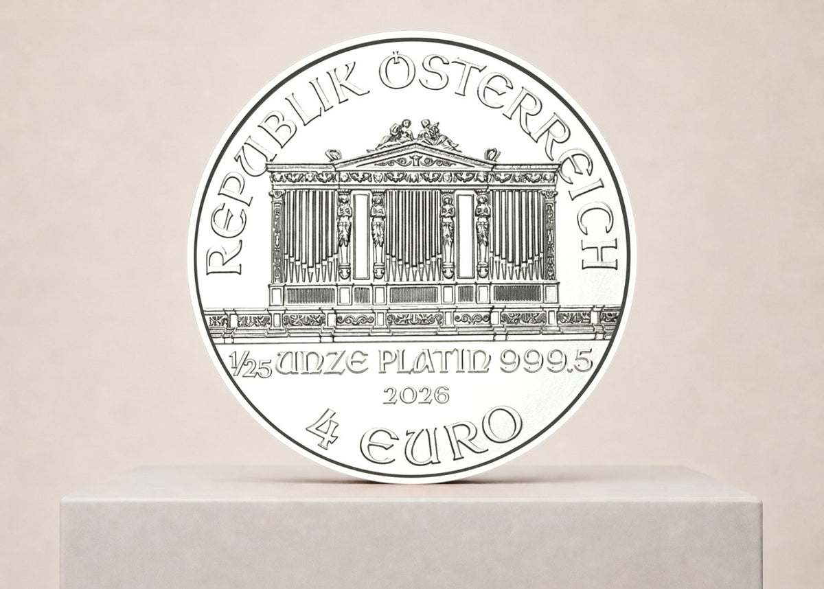 Vienna Philharmonic 2026 1/25 oz platinmønt – fjernlager