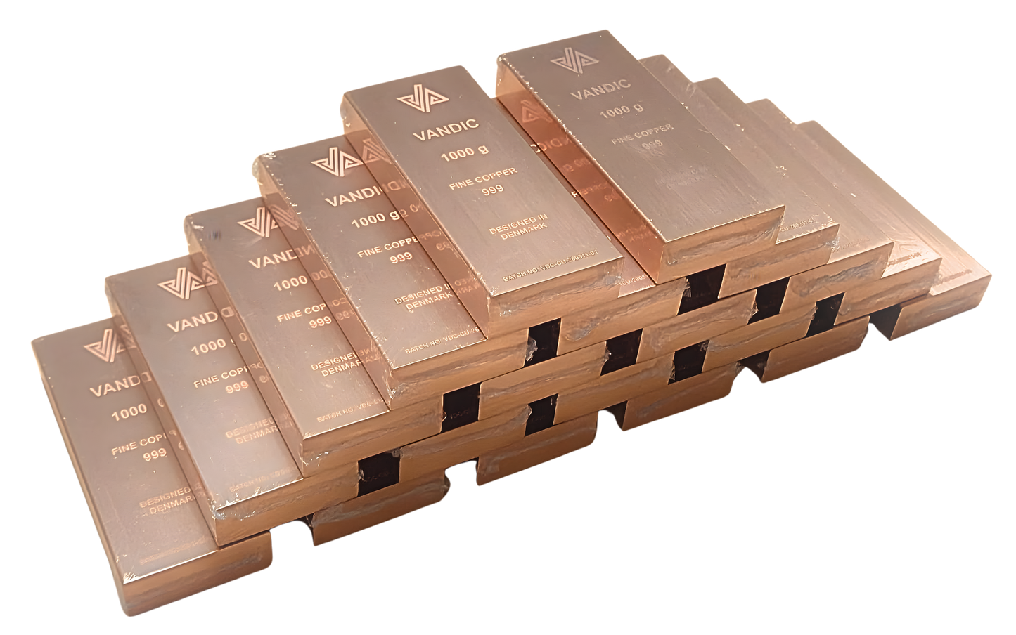 20 kobberbarrer 999 inkl. certifikater