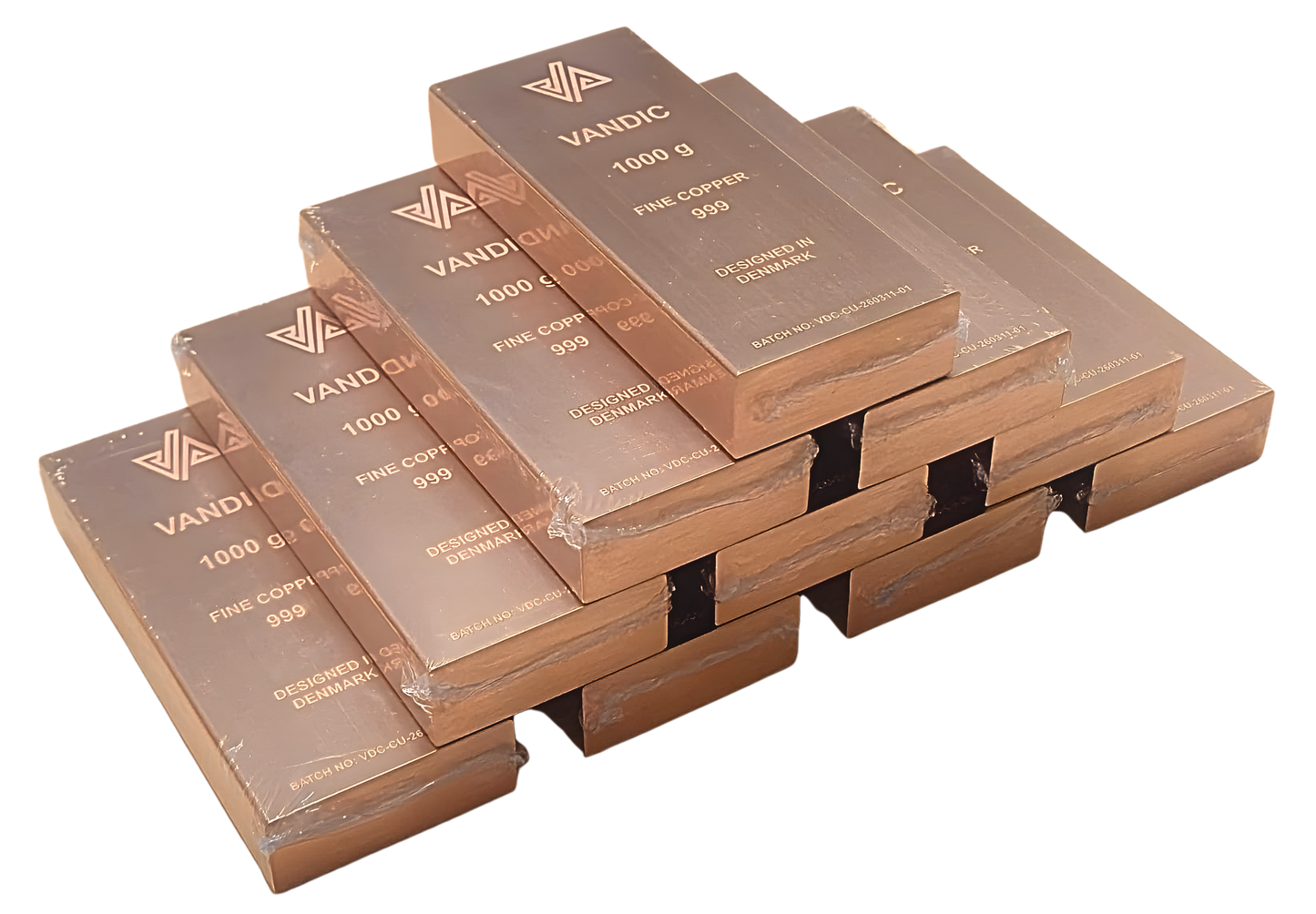 10 kobberbarrer 999 inkl. certifikater