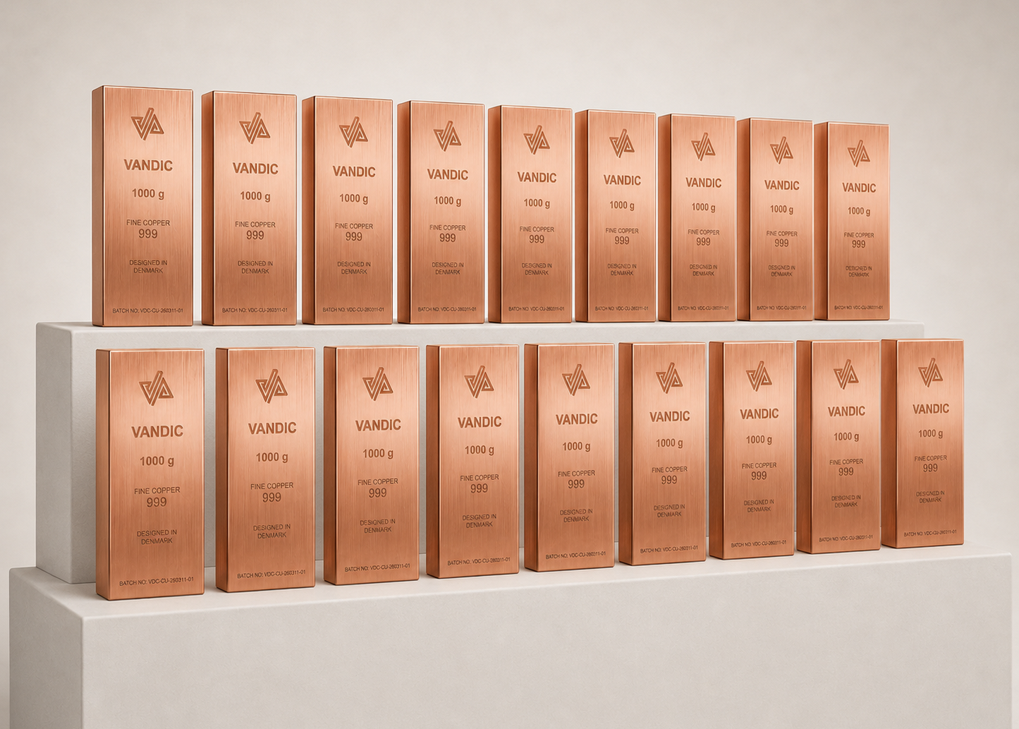 20 copper bars 999 incl. certificates