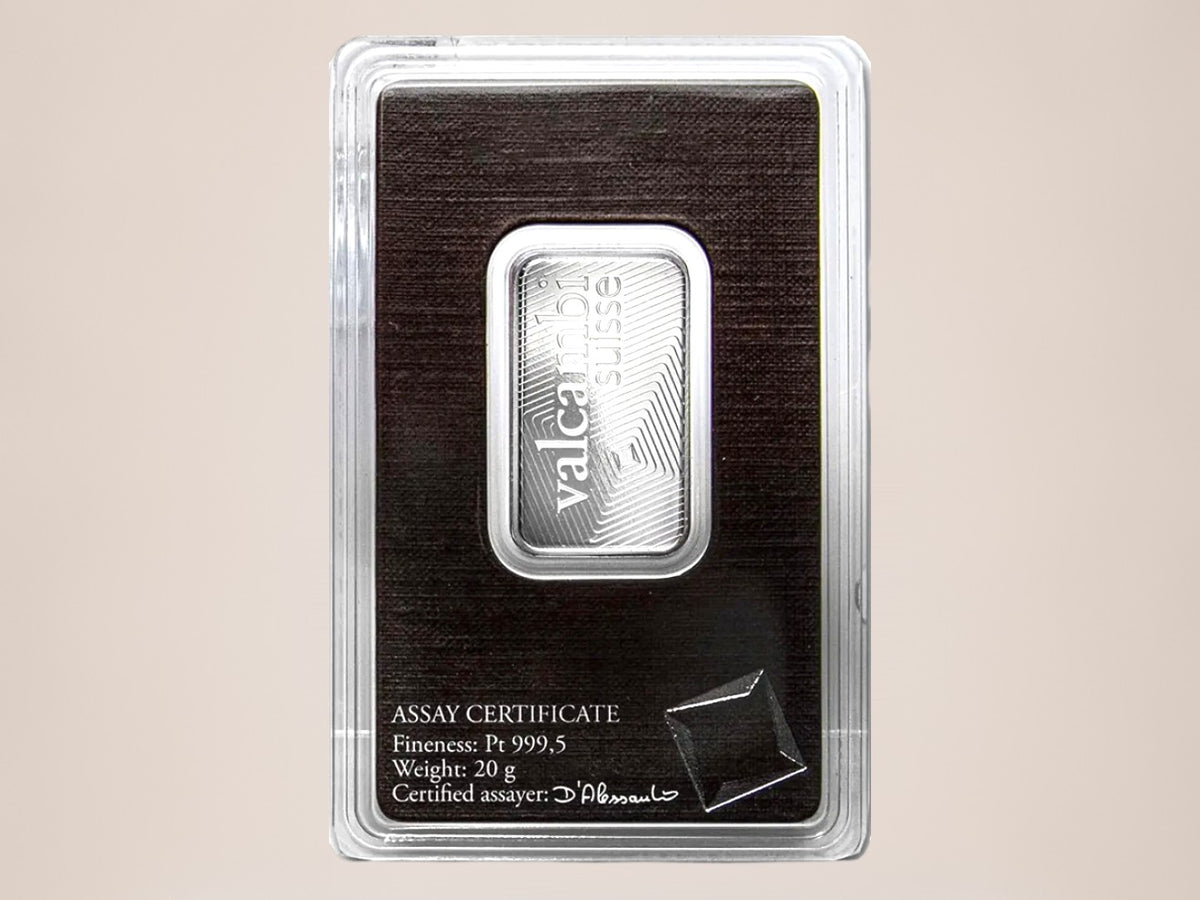 Valcambi 20 g platinbarre – fjernlager