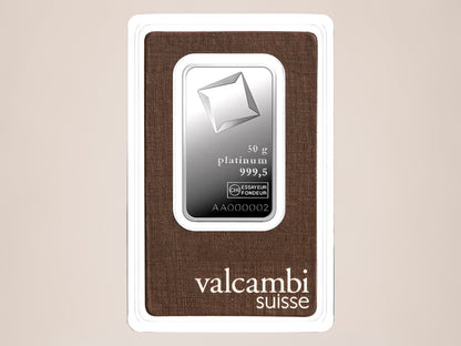 Valcambi 50 g platinbarre – fjernlager