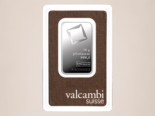 Valcambi 50 g platinbarre – fjernlager