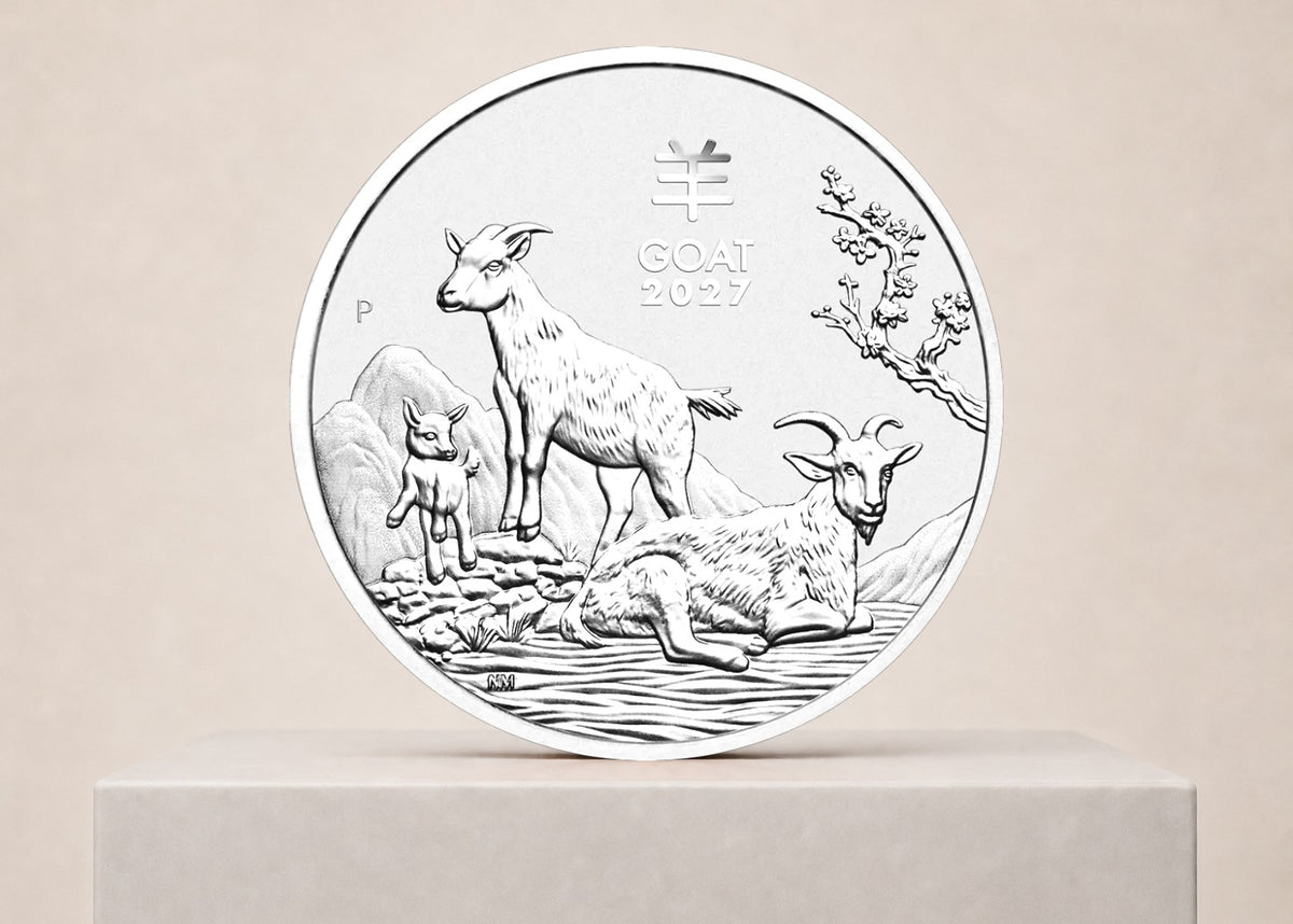 Lunar III Goat 2027 2 oz sølvmønt – fjernlager