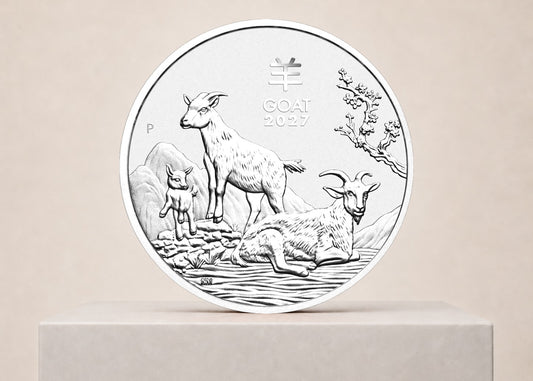 Lunar III Goat 2027 2 oz sølvmønt – fjernlager