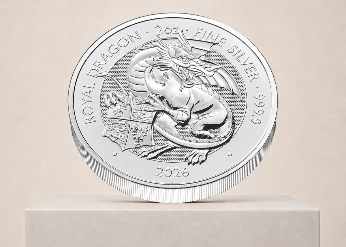 Tudor Beasts Royal Dragon 2026 2 oz sølvmønt – fjernlager