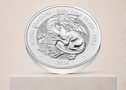 Tudor Beasts Royal Dragon 2026 2 oz sølvmønt – fjernlager
