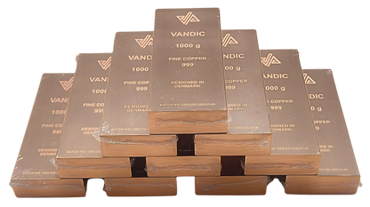 10 kobberbarrer 999 inkl. certifikater