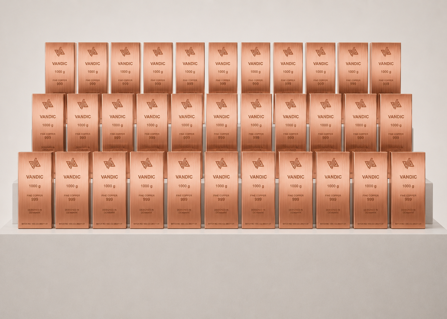 20 copper bars 999 incl. certificates