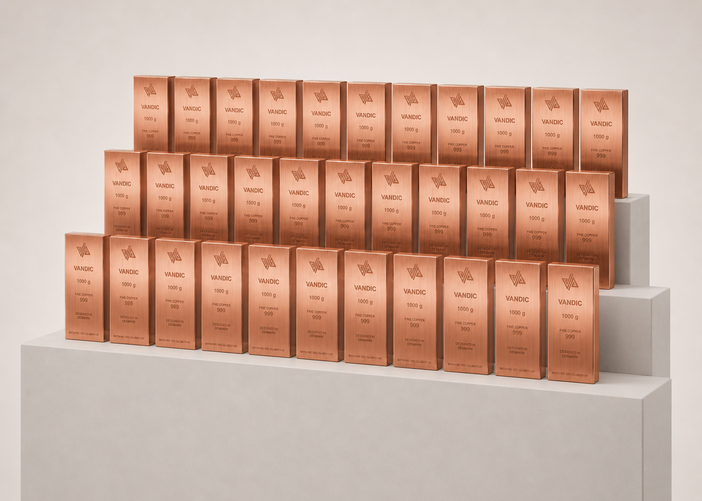 20 copper bars 999 incl. certificates