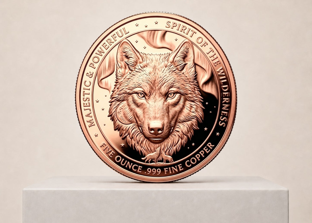 5 oz Spirit of the Wilderness Wolf 999 kobbermønt
