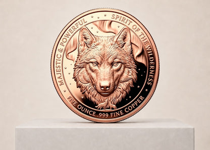 5 oz Spirit of the Wilderness Wolf 999 kobbermønt