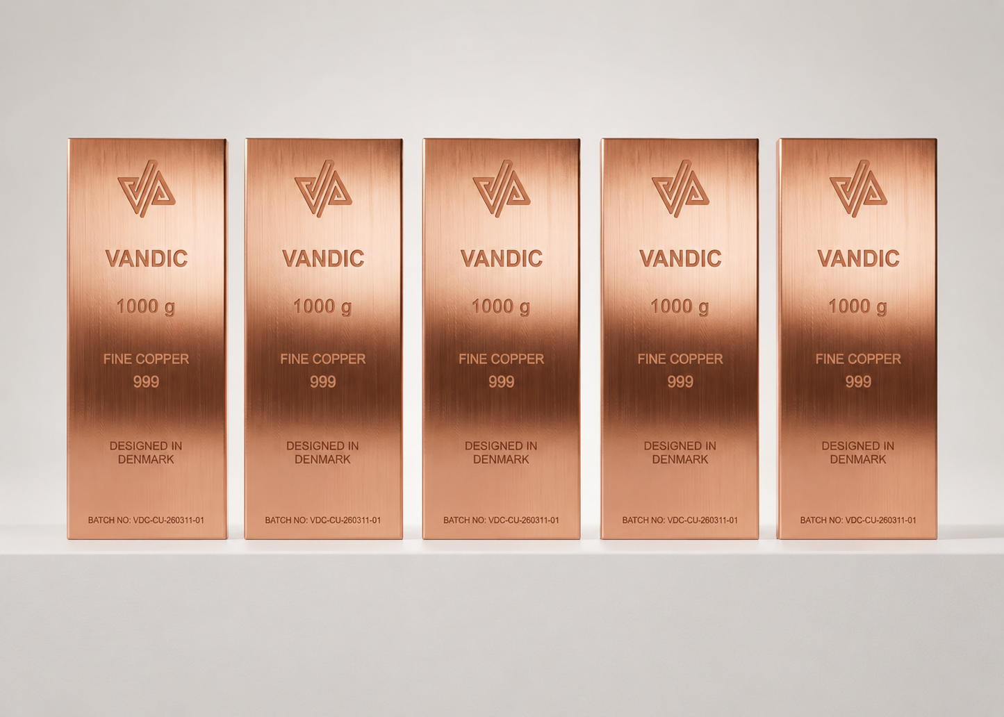 5 copper bars .999 incl. certificates