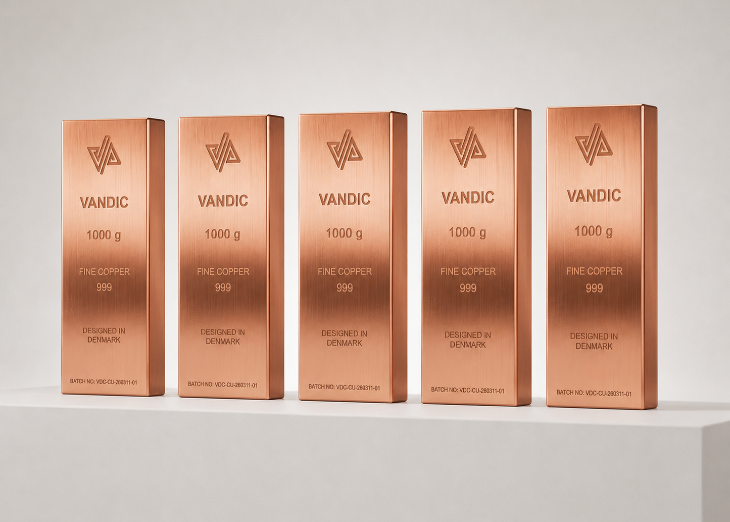 5 copper bars .999 incl. certificates