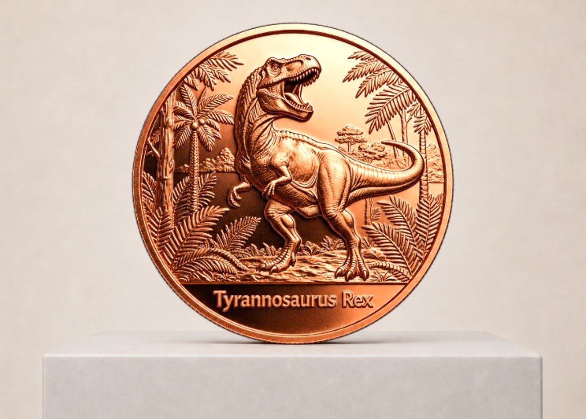 Tyrannosaurus Rex kobbermønt hos Vandic
